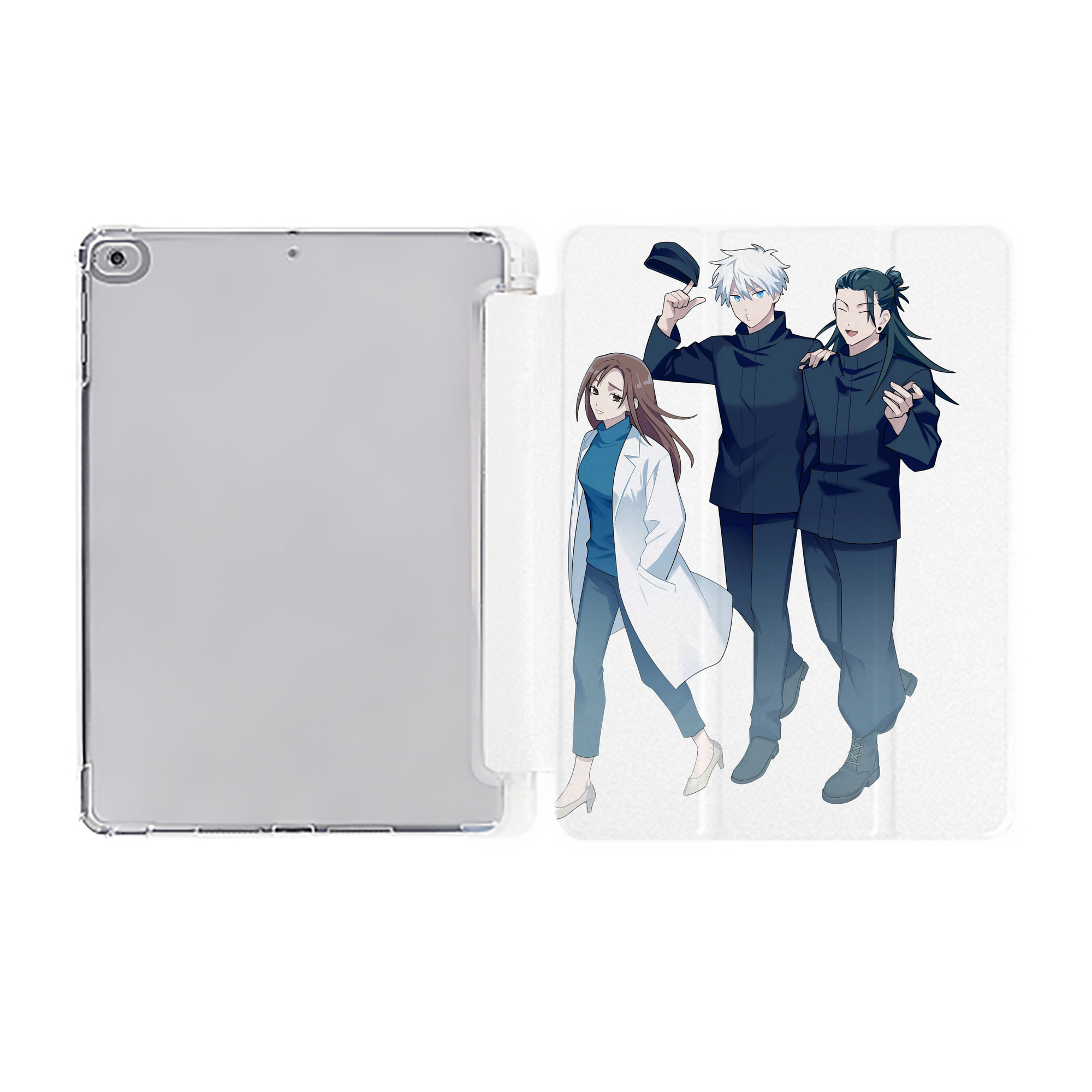 （画像用） 呪術廻戦 Jujutsu Kaisen IPad ケース ペン収納付き 三つ折りスタンド PUレザー×シリコン 対応機種9.5/10.5/10.9インチ